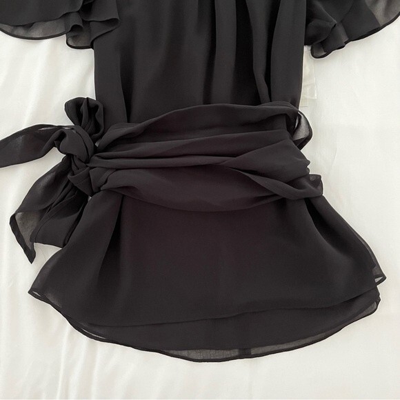 NWT 1. State Short Sleeve Black Tie Waist Blouse, Size XS - Picture 7 of 9